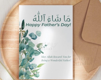 Islamische Vatertagskarte, Islamische Grußkarten, Machen Sie Ihre eigene Vatertagskarte, Muslimische Dua-Karten, MashaAllah Karte, Erstes Vatertagsgeschenk