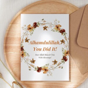 Cartão de formatura islâmico, cartões de felicitações islâmicos, cartão de formatura Mubarak, presente Hafiz, cartão de felicitações muçulmano, presente de formatura para irmã