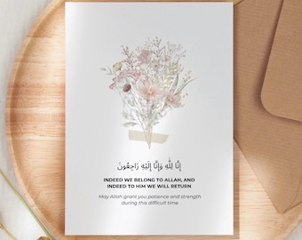 Sympathiekaart islam, islamitische wenskaarten, condoleancekaart moslim voor verlies van vader, rouwkaart, condoleancecadeaus voor verlies van moeder