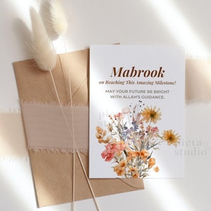 Cartão de formatura islâmico, cartões de felicitações árabes, cartão de formatura Mubarak, presente Hafiz, cartão de felicitações muçulmano, presente de formatura para irmã