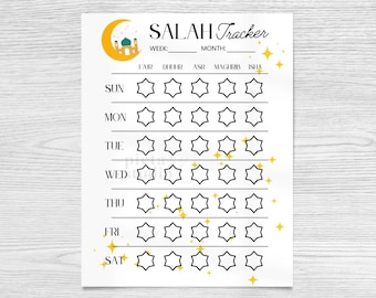 Salah Tracker for Kids, Muslim Prayer Chart, Islamic Gifts for Kids, Muslim Kid Printables Activities, Salah Prayer Checklist, Salah Planner