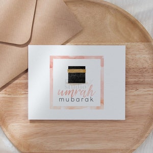Cartão Umrah Mubarak, download digital de cartão islâmico, presente Umra, cartões Hajj, presentes muçulmanos para ela, Kaaba, arte Kabah, arte islâmica dourada