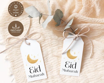 Eid Mubarak Gift Tags, Eid Gift Tag Printable, Moon Eid Favors, Modern Gift Tag, Eid Mubarak Eid Gift Ideas, Eid Mubarak Printable Gift Tag