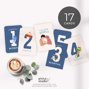 Cartes jalon Islam, cadeau pour bébé garçon musulman, faire-part de bébé islamique, carte flash islamique, lot de cartes flash, jalon islamique pour bébé