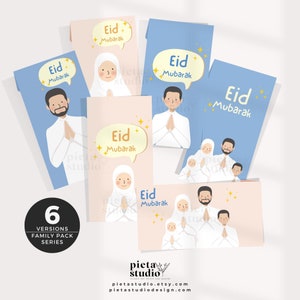 Conjunto para impressão de envelope de dinheiro Eid de 6, cartão de dinheiro Eid para crianças, modelo de cartão de dinheiro Eid, cartões Eid Mubarak para impressão, cartões islâmicos