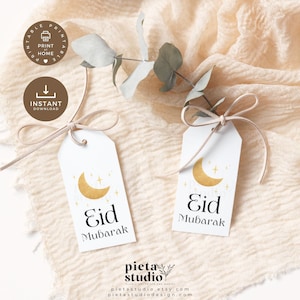 Eid Mubarak Gift Tags, Eid Gift Tag Printable, Moon Eid Favors, Modern Gift Tag, Eid Mubarak Eid Gift Ideas, Eid Mubarak Printable Gift Tag