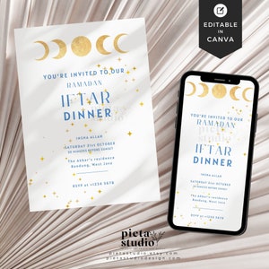 Iftar Dinner Party Digital Invite, Ramadan Iftar Invitation Template Canva, Iftar Party Invite, Ramadan Invitation Card, Phone Invitation