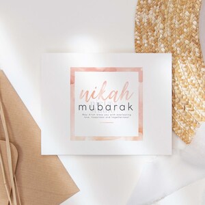 Cartões Nikkah Mubarak para impressão, download digital de cartão islâmico, cartão Walima Mubarak, presentes islâmicos para casais, presente de casal muçulmano