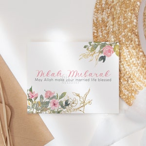 Cartão Nikkah Mubarak, cartão islâmico digital, presente islâmico para noiva e noivo, presentes islâmicos para recém-casados, presente de casamento de casal muçulmano