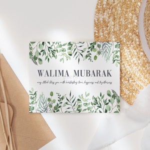 Carte Walima, Nikkah Mubarak, cartes de voeux imprimables, impression botanique, cadeaux islamiques pour couples, cadeau couple musulman, carte de mariage islamique