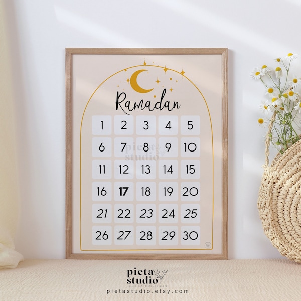 Ramadan Advent Calendar Activity Printable, Islamic Wall Art Kids Room Decor Modern, Ramadan Calendar Poster, Muslim Family Nursery Digital