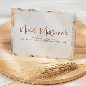 Nikkah Mubarak Karte, Islamische Grußkarten zum Ausdrucken, Muslimische Hochzeitskarte Drucken, Hochzeitsgeschenk Boho Kartenvorlage, Nikah Geschenk für ihre Freundin