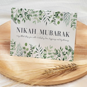 Carte Nikkah Moubarak, Carte de mariage islamique avec enveloppes, Nikah Moubarak, Cadeau Walima, Cadeau de couple musulman, Cartes de vœux musulmanes Botanique
