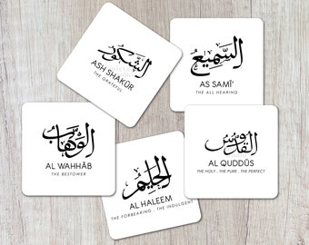Asmaul Husna Printable Flash Card, Asma UI Husna, 99 Names of Allah with Meaning, Islamic Flashcards, Kids Islam, Kids Activities Printable