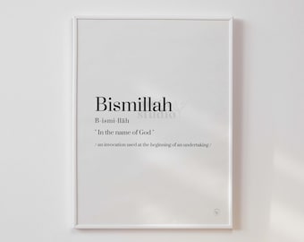 Bismillah Wall Art, Basmala, Islamic Quotes, Islamic Modern Art Minimalist, Muslim Nursery Poster Download, Islamic Decor Entryway Printable