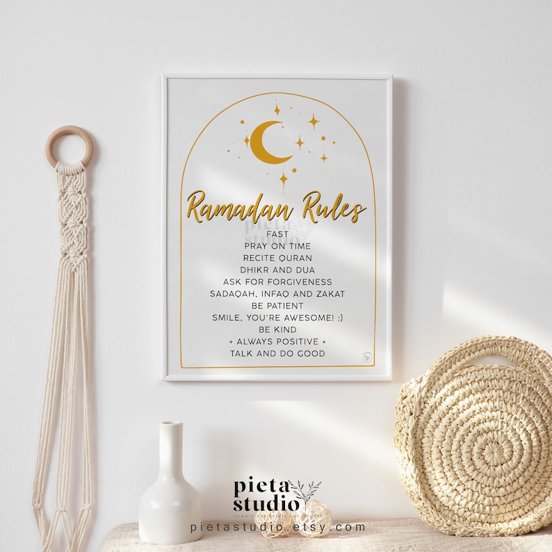 Digital Printable of Ramadan Rules Wall Art Poster Print for Kids and family