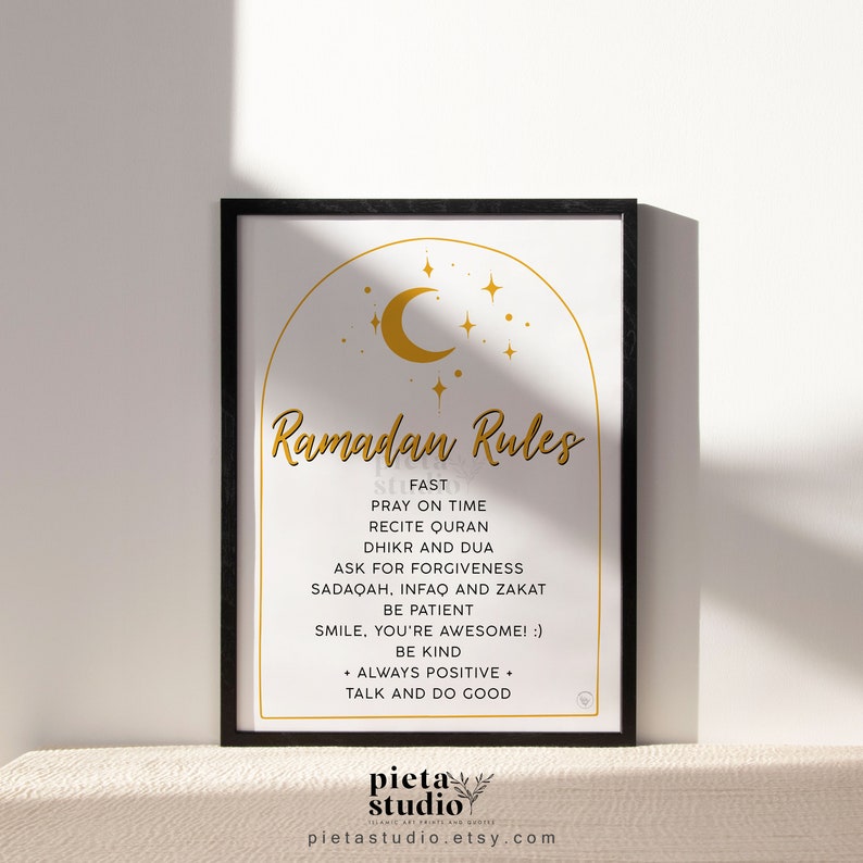 Digital Printable of Ramadan Rules Wall Art Poster Print for Kids and family