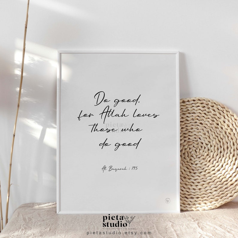 Digital Printable of Quran Surah Baqarah ayah 195 Wall Art Poster Print in English Translation