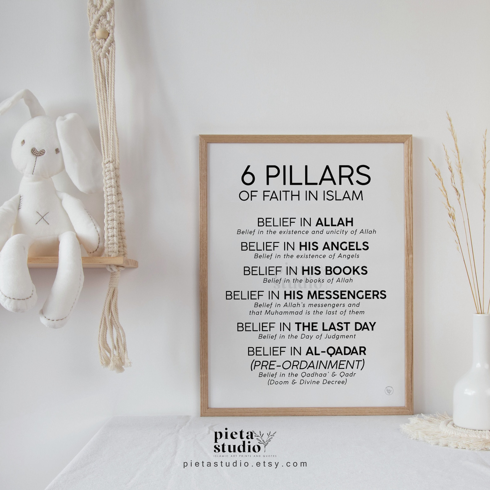 6 Pillars of Faith in Islam Wall Art, Islamic Printables for Kids ...