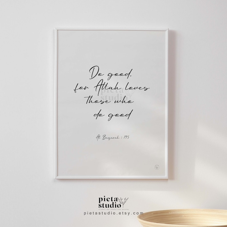 Digital Printable of Quran Surah Baqarah ayah 195 Wall Art Poster Print in English Translation