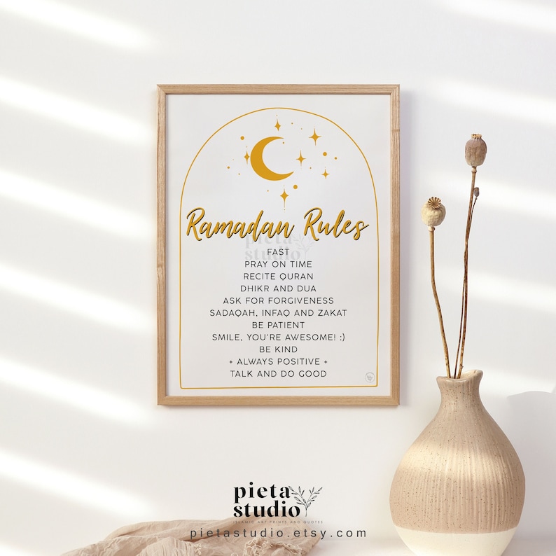 Digital Printable of Ramadan Rules Wall Art Poster Print for Kids and family