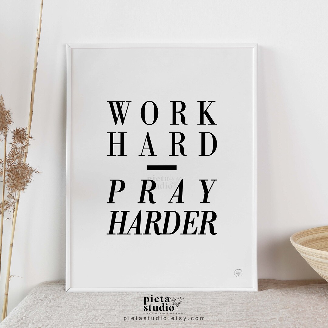 Work Hard Pray Harder Wall Art, Modern Minimalist Nursery Prints