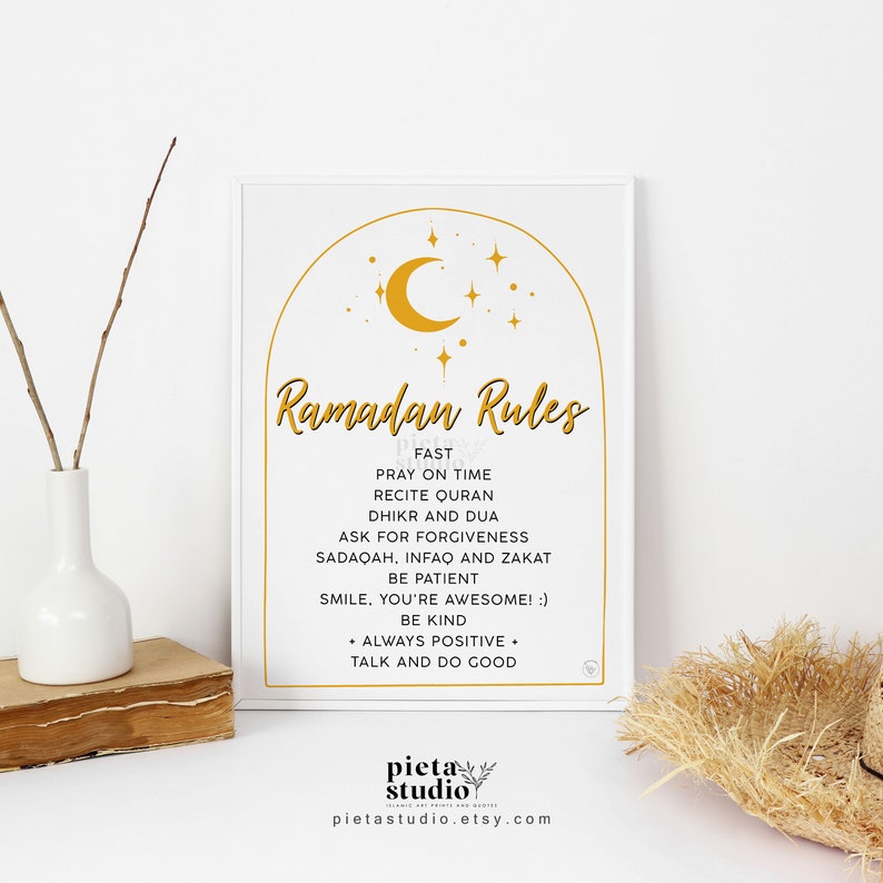 Digital Printable of Ramadan Rules Wall Art Poster Print for Kids and family