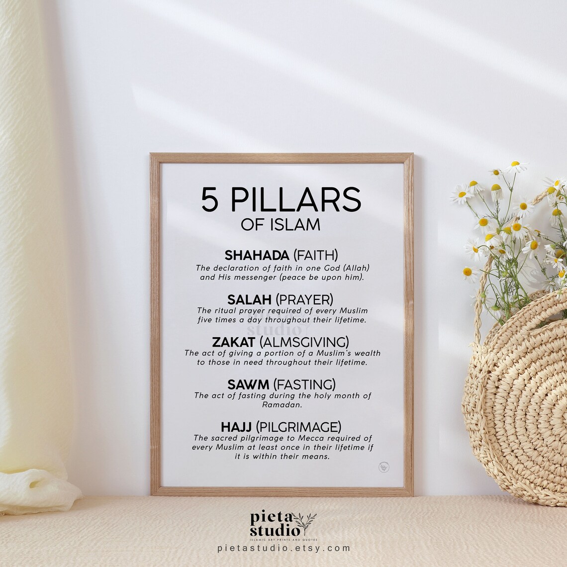 6 Pillars of Faith in Islam and 5 Pillars of Islam Wall Art - Etsy