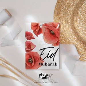 Cartão Eid Al Fitr, modelo de cartões Eid, cartões Eid Mubarak para impressão, cartões islâmicos, cartão feliz Eid Mubarak, presentes Eid para mulheres