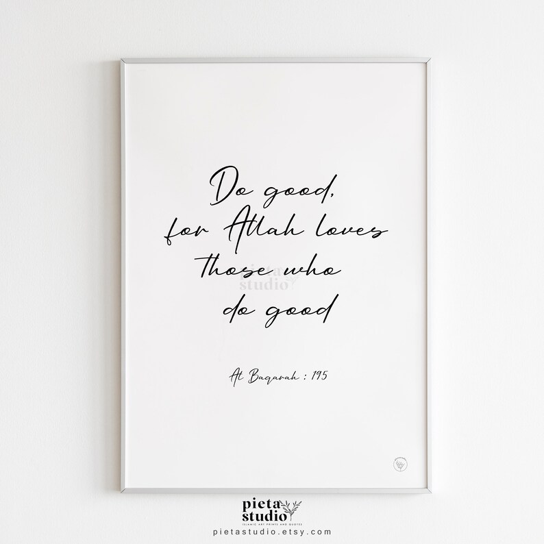 Digital Printable of Quran Surah Baqarah ayah 195 Wall Art Poster Print in English Translation