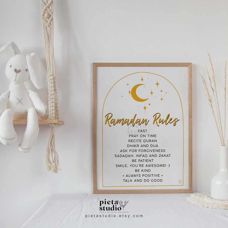 Digital Printable of Ramadan Rules Wall Art Poster Print for Kids and family
