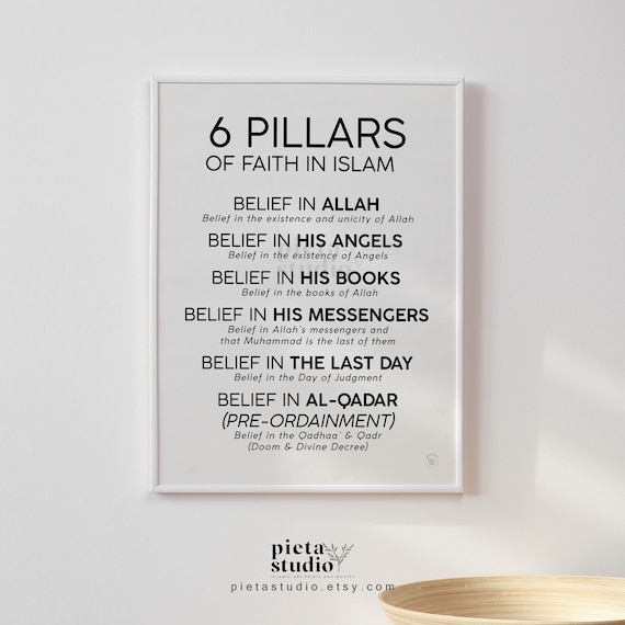6 Pillars of Faith in Islam Wall Art Printable Islamic - Etsy