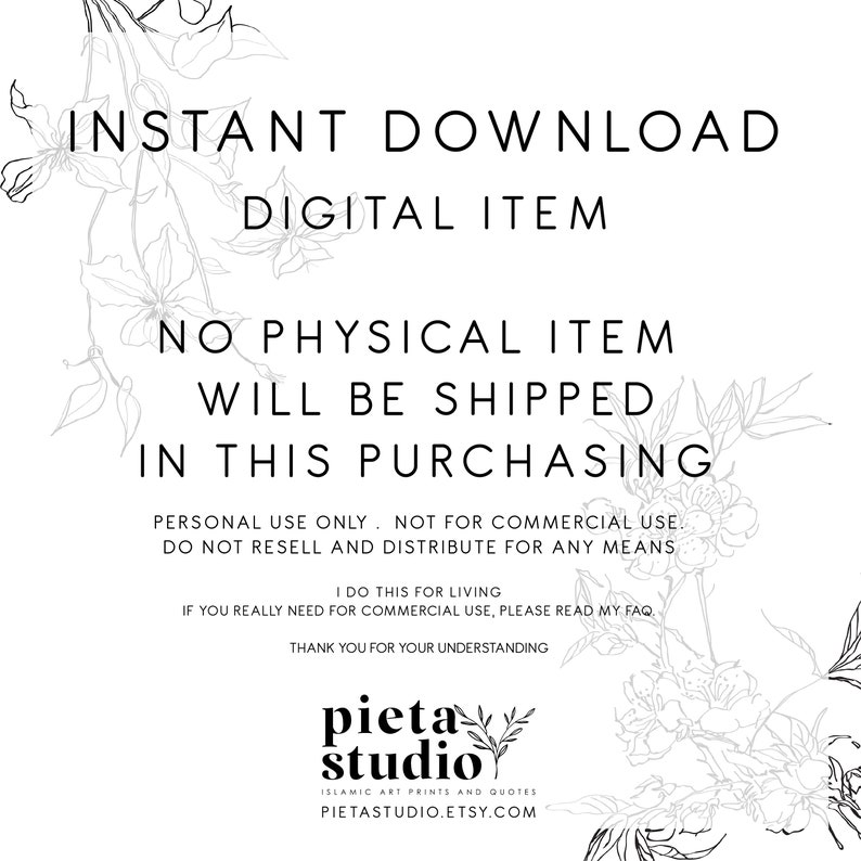 This is Instant Download or Digital Item. No physical item will be shipped in this purchasing
