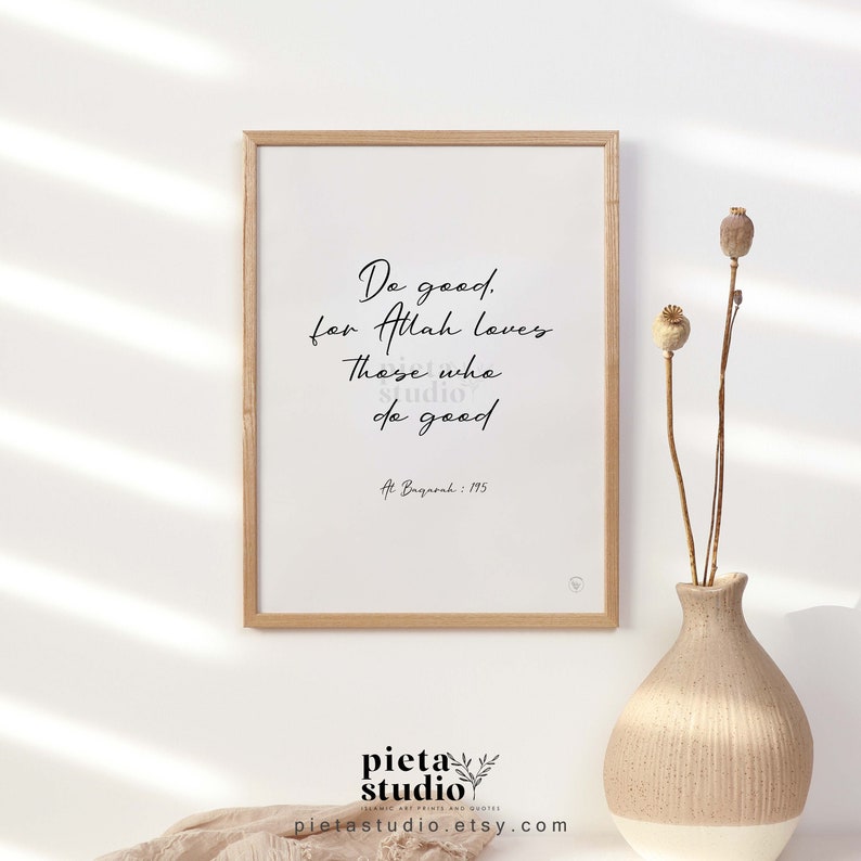 Digital Printable of Quran Surah Baqarah ayah 195 Wall Art Poster Print in English Translation