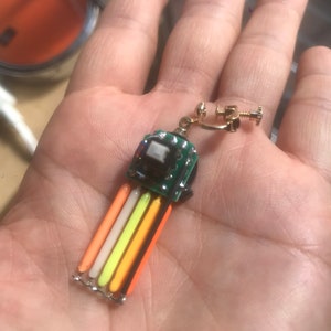 Mini Neon Earring _ single _ RGB stripe pattern RYGBP rainbow pattern zdjęcie 9