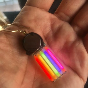 Mini Neon Earring _ single _ RGB stripe pattern RYGBP rainbow pattern zdjęcie 7