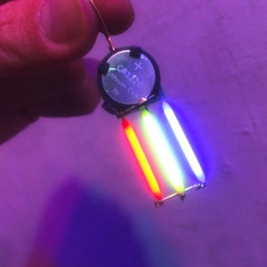 Mini Neon Earring _ single _ RGB stripe pattern RYGBP rainbow pattern zdjęcie 4