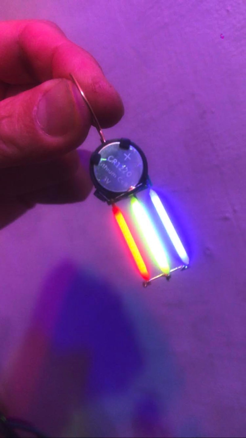 Mini Neon Earring _ single _ RGB stripe pattern RYGBP rainbow pattern zdjęcie 4