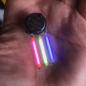Mini Neon Earring _ single _ RGB stripe pattern RYGBP rainbow pattern PGB pink green blue