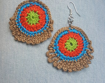 Bright Bohemian crochet earrings