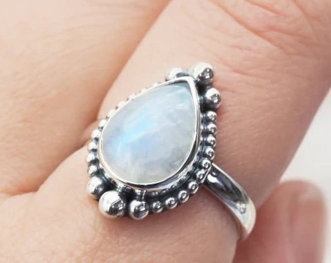 925 Solid Sterling Silver Ring Rainbow Moonstone Ring Ring for Women Blue Fire Moonstone Ring Minimalist Ring Rainbow Moonstone Ring