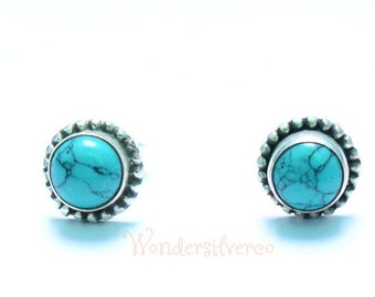 Turquoise Stud, Turquoise Stud Earrings, Turquoise Studs, Turquoise Stud Sterling Silver, Turquoise Stud Earrings 5mm , Bohemian Stud