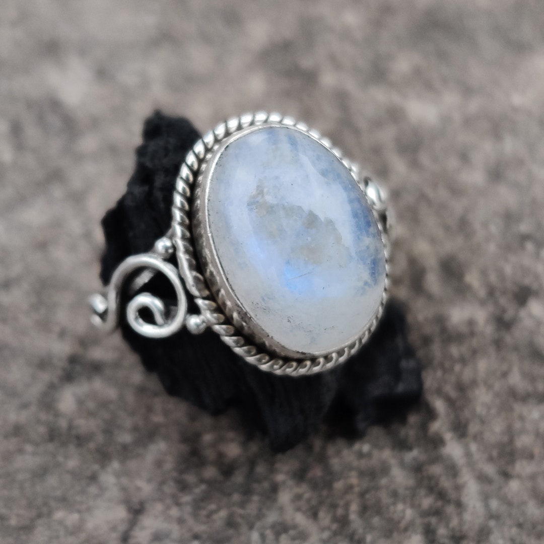 Rainbow Moonstone Ring for Women Sterling Silver Rings for - Etsy