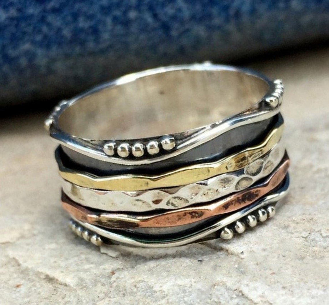 Spinner rings for women Spinning ring Silver meditation Etsy