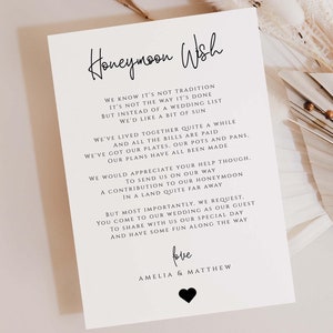Flitterwochen Wunschkarten, druckbare Hochzeitsgeschenkwunschkarte, #400