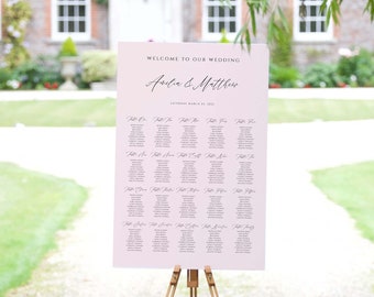 Blush Calligraphy Wedding Seating Chart Template, Printable Table Plan Template, Editable Wedding Seating Plan, #160-SC