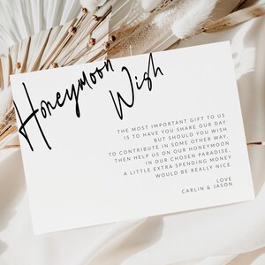 Moderne Hochzeit Flitterwochen Wunsch Kartenvorlage, Hochzeitsgeschenk Karte, Printable Flitterwochen Fund Karte, Anstelle von Geschenken, SO1