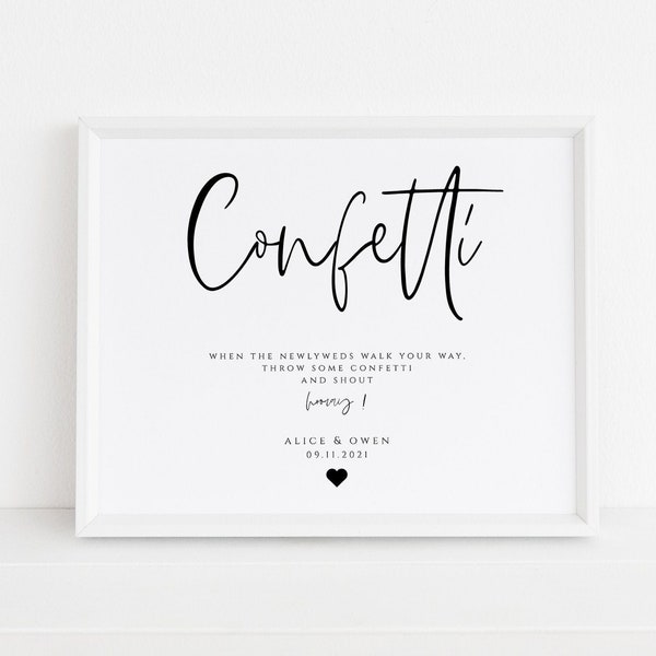 Confetti Sign Template, Wedding Confetti Send Off, Printable Wedding Sign, Editable Template, Script, , #1120-SIGN