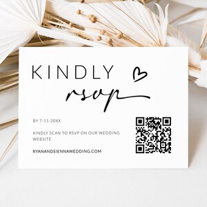 Sjabloon QR-code antwoordkaart, QR-code antwoordkaart, vriendelijk antwoordkaart, antwoordkaart bruiloft, RSVP-uitnodiging invoegen, online antwoordkaart, SO21RY