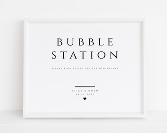 Bubble Station Wedding Sign, Minimalist Bubble Send Off Sign, Editable Template, , 8x10, 5x7, 1010-SIGN